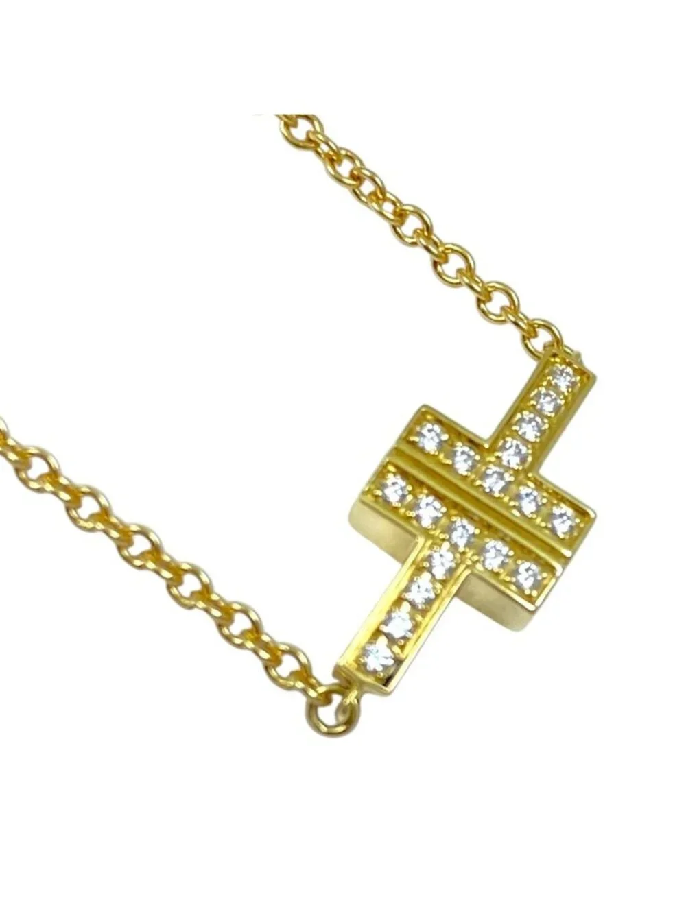 Tiffany & Co T Two Double Chain Accessory 18k Diamond Yellow Gold Bracelet